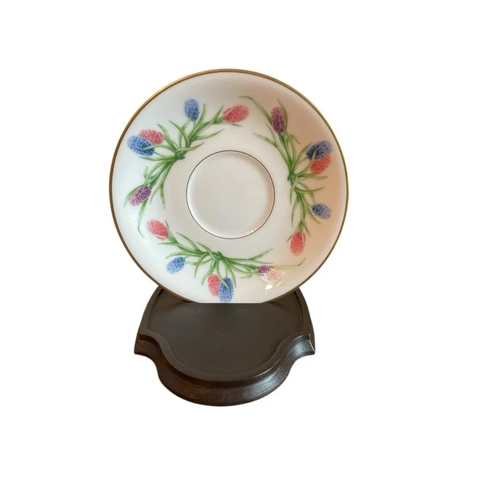Franklin Porcelain 1981 Hyacinth Teacup Saucer Stand Ronald Van Ruyckevelt Japan